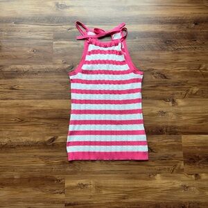 NWT Halter Top - Pink & White Striped Cable Knit - Medium - Old Navy